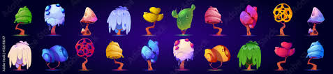 Fantasy Mushrooms Or Alien Trees Set