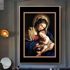 Virgin Mary Holding Canvas Oil