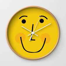 Smiley Face In Yellow Wall Clock By