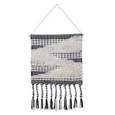 Navy Blue White Woven Wall Hanging