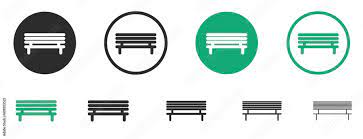 Garden Wooden Bench Icon Vector Set