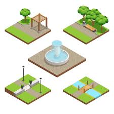 Isometric Landscaping Composition Set
