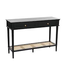 Black Acacia Wood Console Table