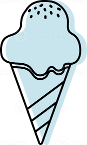 Ice Cream Icon Blue Color And Thin