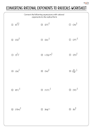 Rational Exponents Worksheets