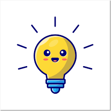 Cute Lightbulb Cartoon Vector Icon