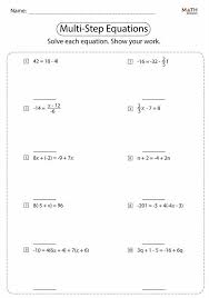 Solving Multi Step Equations Worksheet