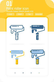 Paint Roller Icon Set With Multiple