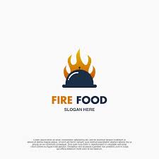 Fire Food Logo Design Icon Template