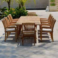 11 Pc Teak Outdoor Dining Table Set