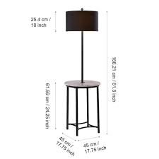 Teamson Home Floor Lamp With Faux Marble Table Black Finish