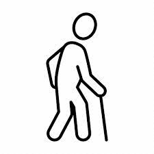 Man Old People Walking Stick Icon