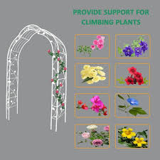 Tunearary 8 2 Ft White Assemble Freely Metal Garden Arch Trellis For Climbing Plant Support Rose Mesh Design With 8 Styles Whites