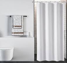 White Fabric Stall Shower Curtain Liner