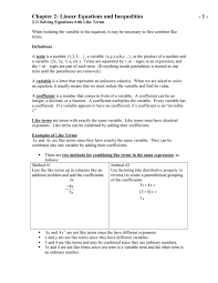 Linear Equations And Inequalities 1