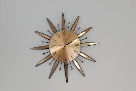 Mid Century Starburst Clock Brass Clock