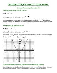 Review Of Quadratics