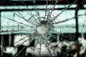 Dirty Broken Safety Glass Window