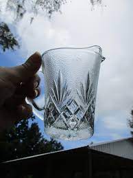 Small Clear Glass Pitcher 5 Heavy Cut
