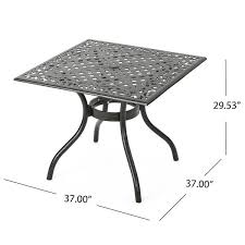 Noble House Phoenix 37 Square Aluminum Patio Dining Table In Hammered Bronze
