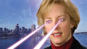 ad for a realtor with laser shooting eyes