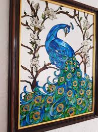 Peacock Glass Painting Glass Art