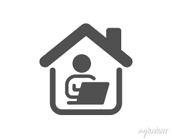 Work At Home Icon Outsource Job Sign