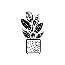 Plant Pot Icon Hand Draw Black Colour