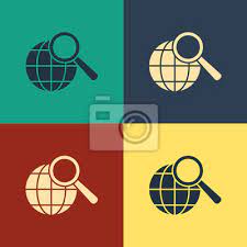 Color Magnifying Glass With Globe Icon