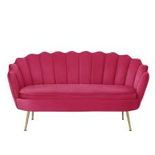 Nicole Miller Irelyn 66 5 In Modern Fuchsia Velvet 2 Seater Loveseat In Pink Nsa402 02fc Ls