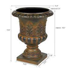 Luxenhome Weathered Brown Decorative Mgo Urn Planter