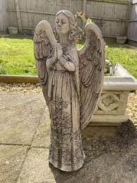 Rose Angel Stone Statue Reconstituted