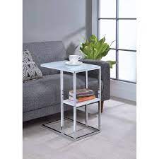 Silver Glass Top Snack Table