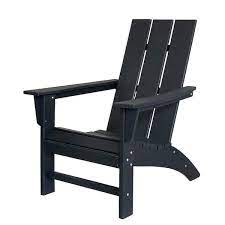 Polydun Black High Eco Recycled Plastic Morden Adirondack Chair