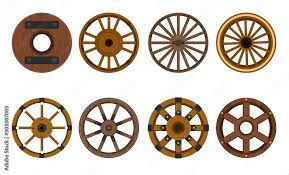Wooden Wheel Vector Cartoon Set Icon