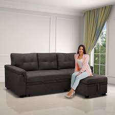 Laura Reversible Sleeper Sectional Sofa Storage Chaise By Naomi Home Velvet White Color Espresso Fabric Velvet