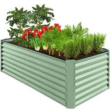 Best Choice S 6x3x2ft Outdoor Metal Raised Garden Bed Planter Box For Vegetables Flowers Herbs Sage Green