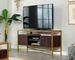 Contemporary Glass Top Tv Credenza With