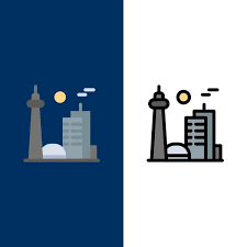 Famous City Toronto Icons Flat