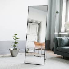 21 In W X 64 In H Rectangle Framed Black Mirror For Bedroom