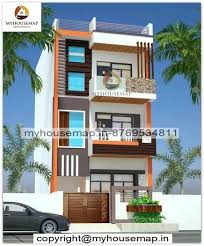 3 Floor Front Normal House Design With