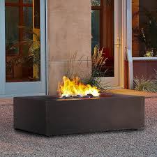 Rectangle Brown Concrete Gas Fire Table
