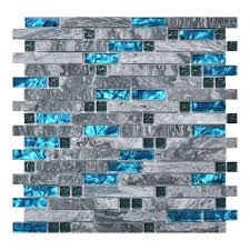 Art3d Blue 12 In X 12 In Glass Mosaic