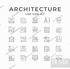 Set Line Icons Of Architecture Isolated