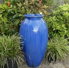 Extra Large Blue Glazed Tall Roman Jar
