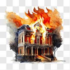 House Fire With Smoke And Flames Png