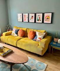 Grey And Mustard Living Room