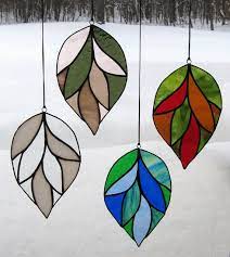 Four Seasons Stained Glass Leaf