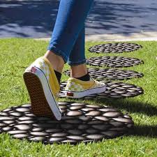 A1 Home Collections Multi Functional Garden Stepping Stone Mat Round Natural Rubber Heavy Duty Beautiful Hand Finished Design 12 Inchx12 Inch Set Of