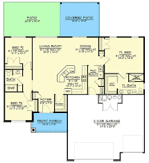 Split Bed Ranch Plan With 3 Car Garage